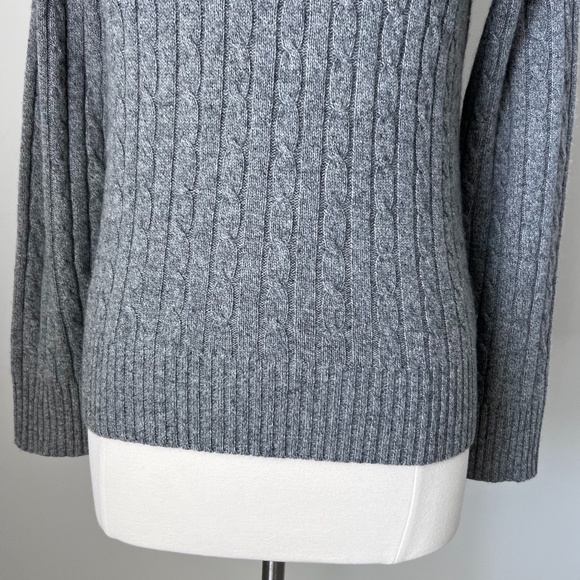 Magaschoni 100% Cashmere Gray Cable Knit Turtleneck Sweater Medium - Picture 7 of 15